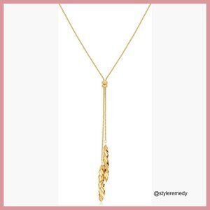 Brass Y Chain Adjustable Long Necklace with Tassel Pendant